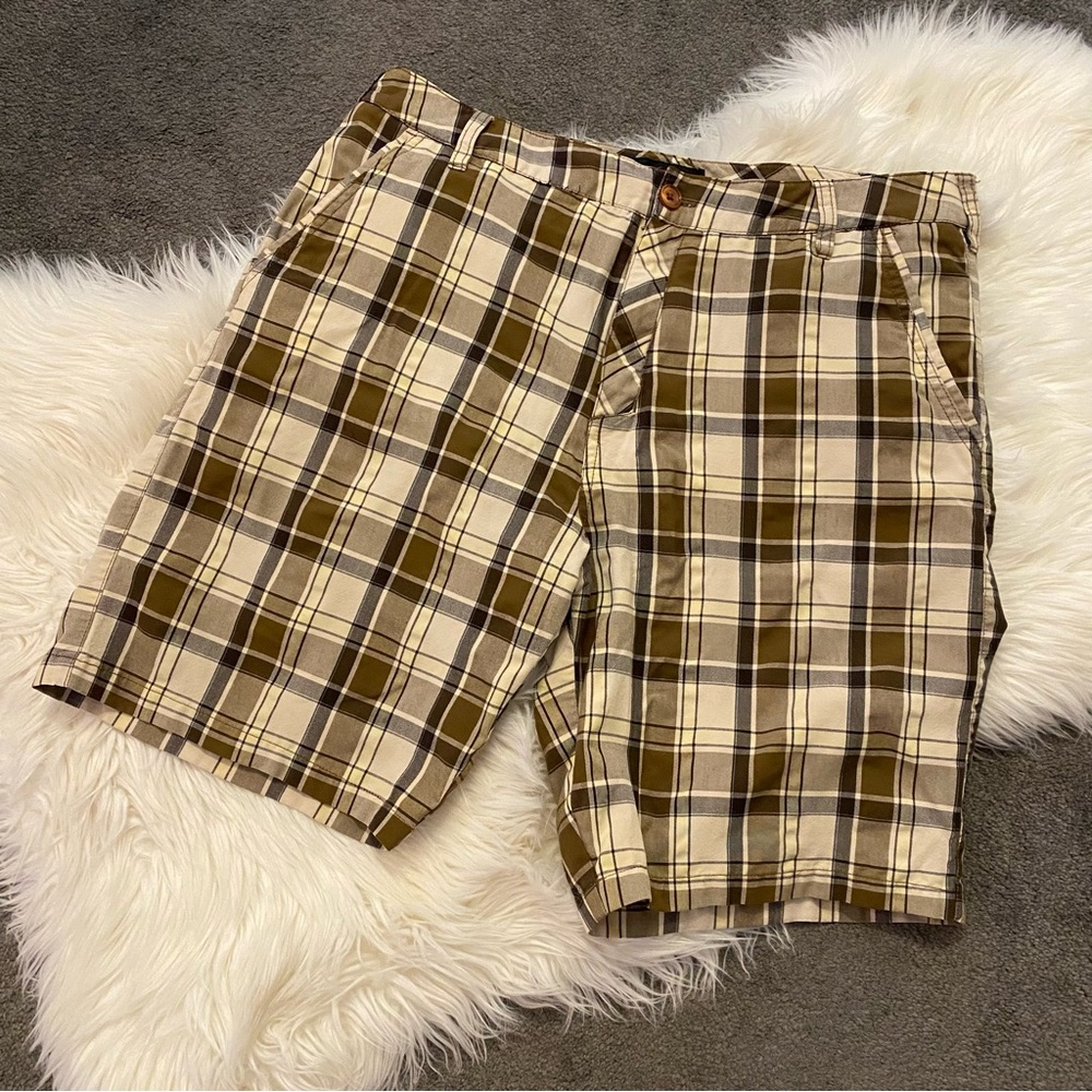 Hurley Men's Checkered Shorts in Brown and Cream